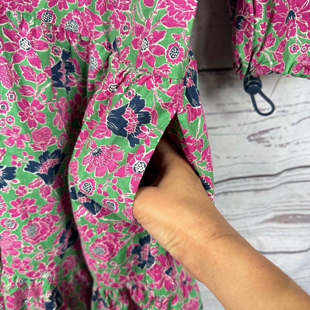 Anthropologie Sundry Ditzy Floral Cotton Dress Tiered Balloon Sleeve Size 1 (S) - Picture 7 of 11